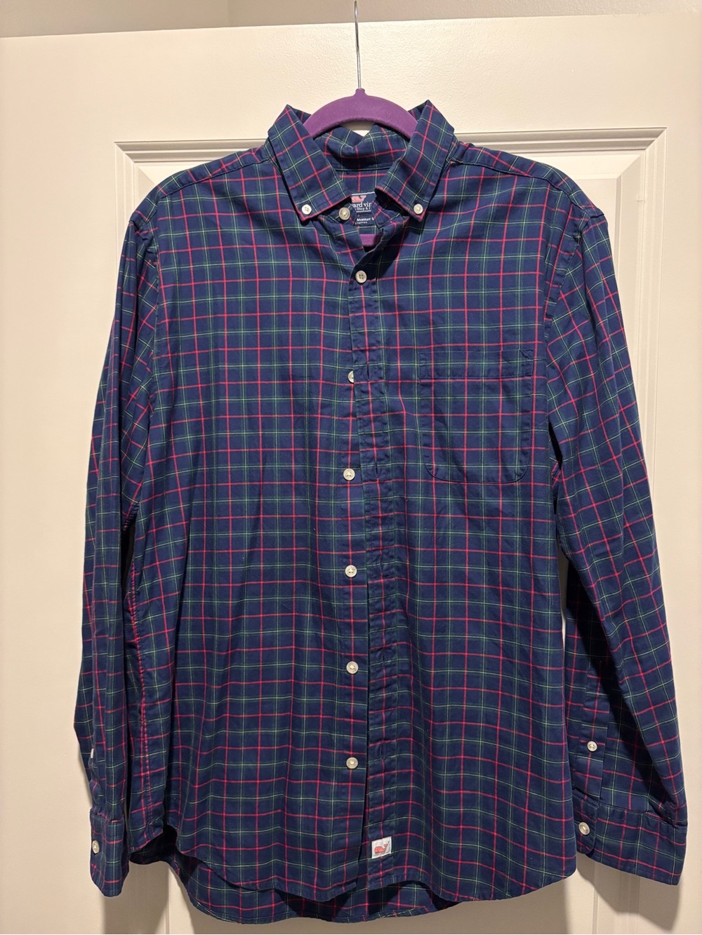 Vineyard Vines Navy Plaid Button-Down Dress Shirt